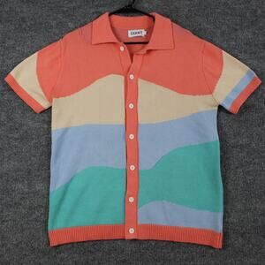 Oxknit Polo Men Large Casual Mod Knit Short Sleeve Retro Shirt Multicolor Preppy